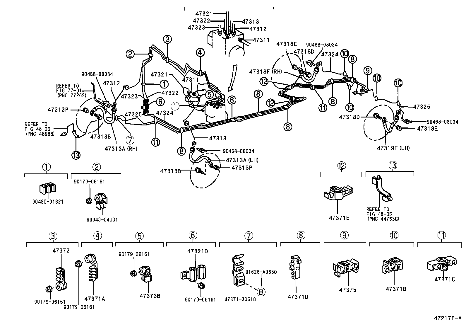Toyota 47372-50300 CLAMP, BRAKE TUBE, NO.3