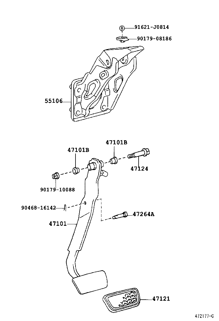 47101-02220 PEDAL SUB-ASSY, BRAKE product image
