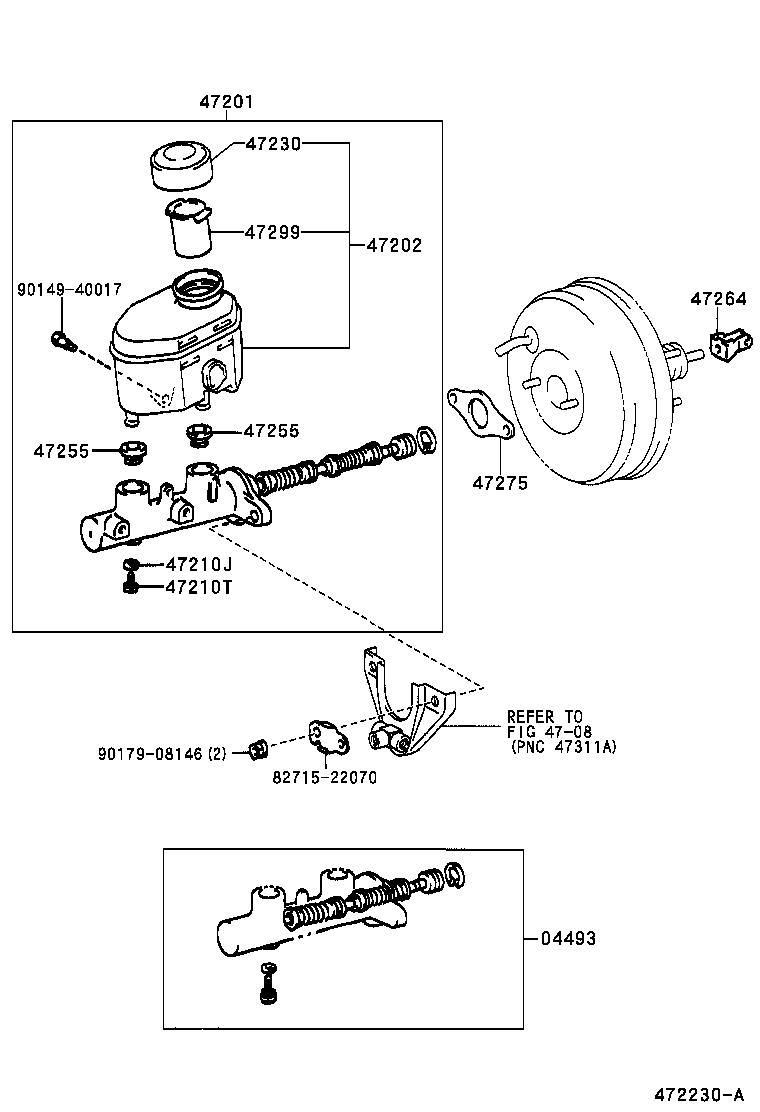 Toyota 47050-35020 BRAKE BOOSTER ASSY, W/MASTER CYLINDER