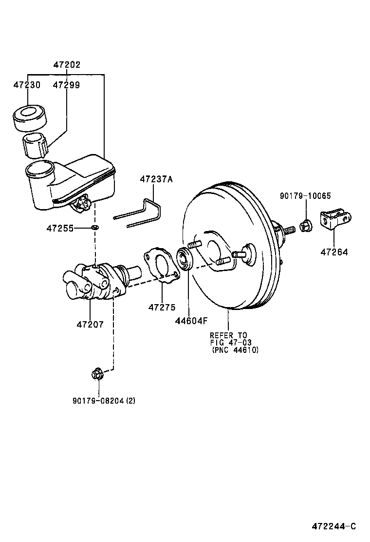 47207-52010 CYLINDER SUB-ASSY, BRAKE MASTER LESS RESERVOIR TANK product image