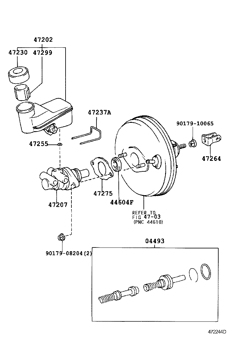 47207-52022 CYLINDER SUB-ASSY, BRAKE MASTER LESS RESERVOIR TANK product image