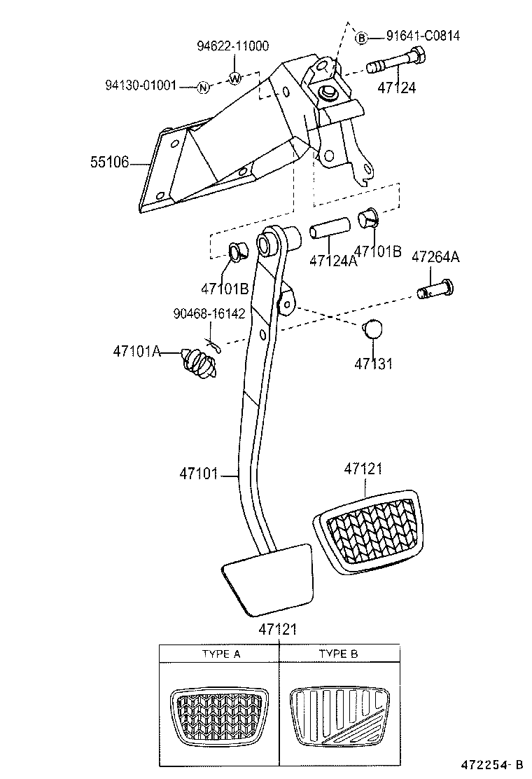 47106-22010 PEDAL SUB-ASSY, BRAKE product image