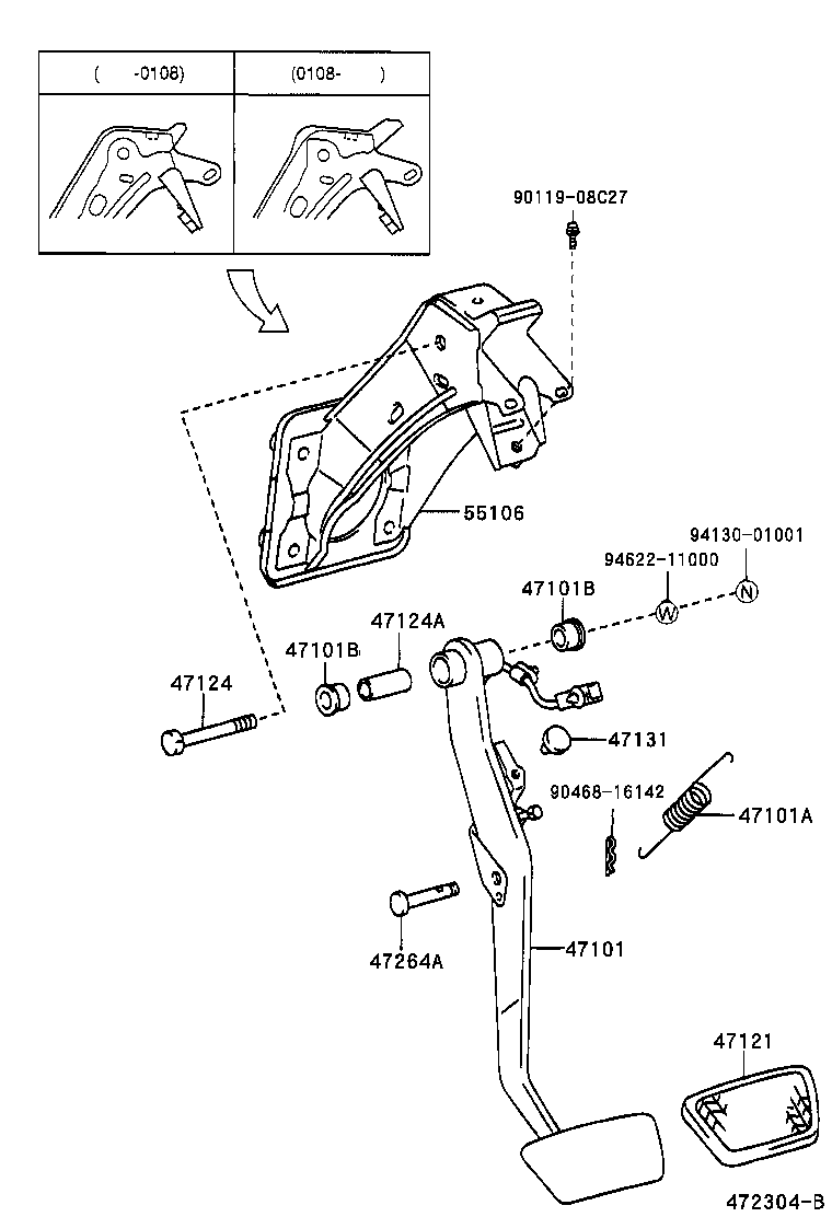 47106-48010 PEDAL SUB-ASSY, BRAKE product image