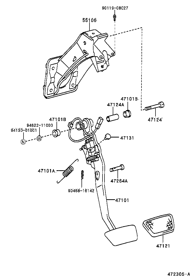 Toyota 90905-07032 SPRING(FOR BRAKE PEDAL RETURN)