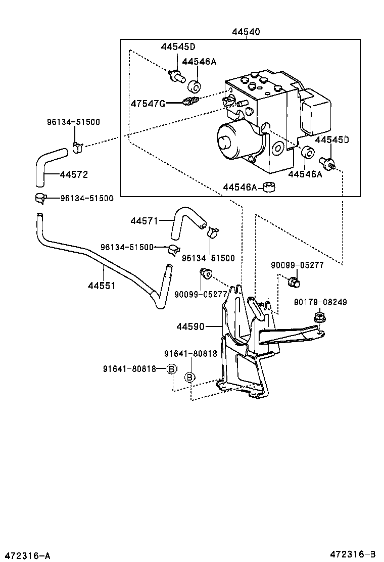 44571-48050 HOSE, BRAKE ACTUATOR, NO.2 product image