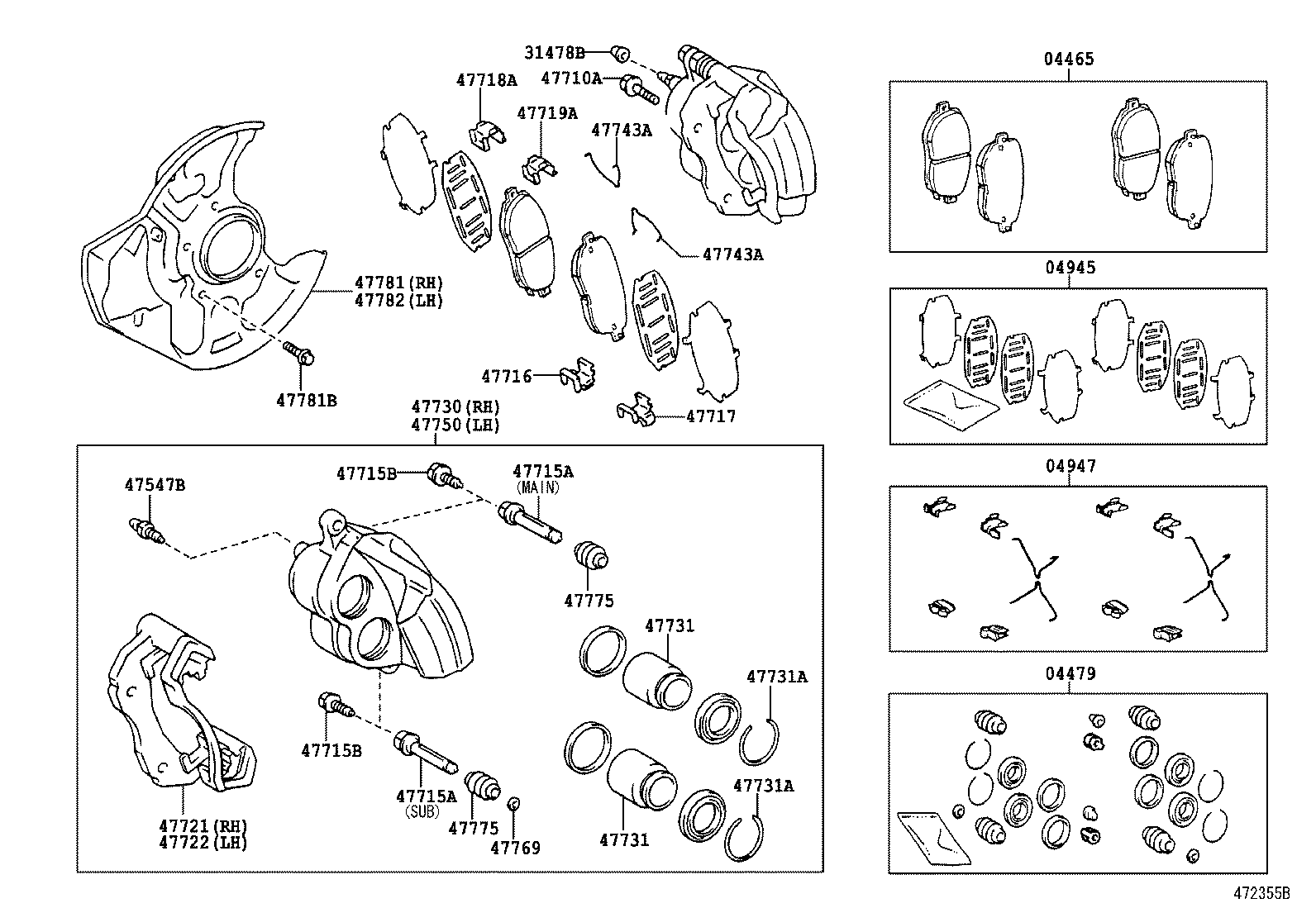 Toyota 04947-30120 FITTING KIT, DISC BRAKE, FRONT