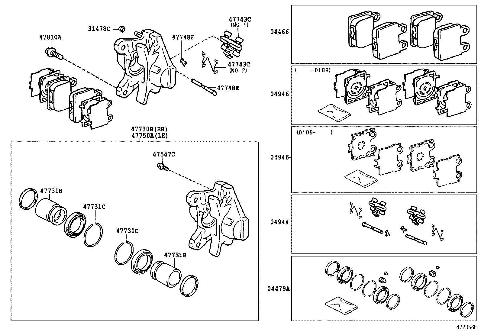 Toyota 04479-30221 CYLINDER KIT, DISC BRAKE, REAR