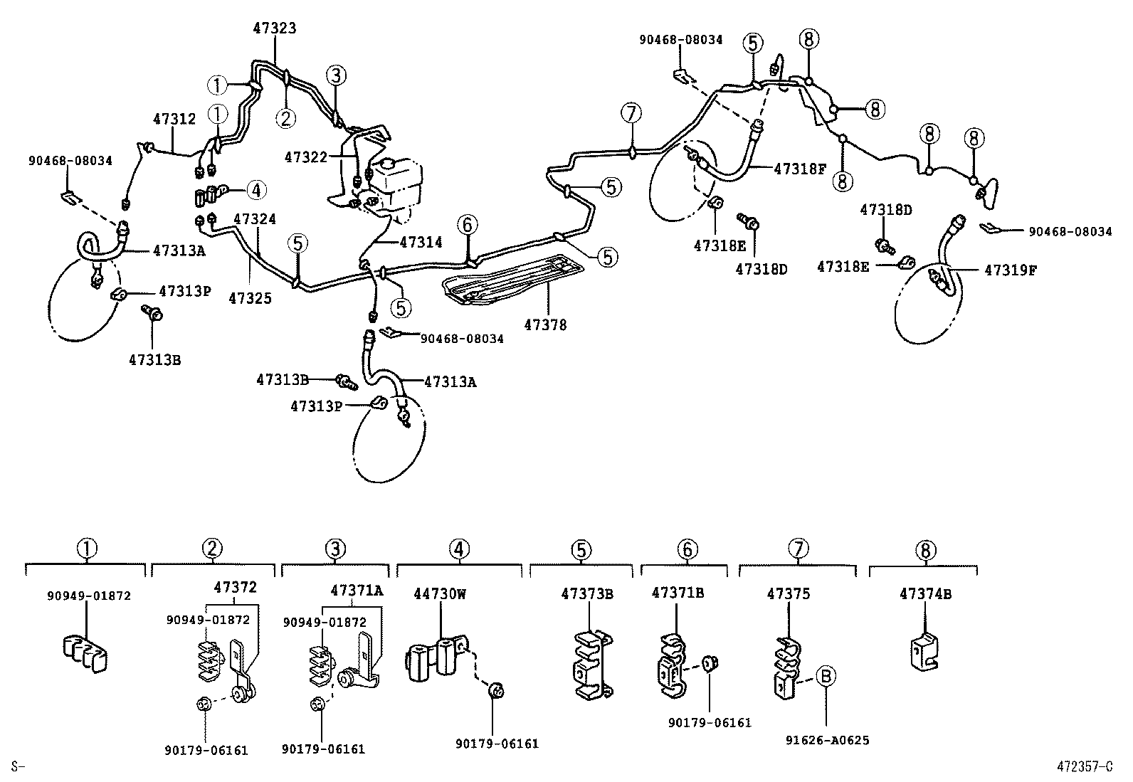 Toyota 47371-30460 CLAMP, BRAKE TUBE, NO.3