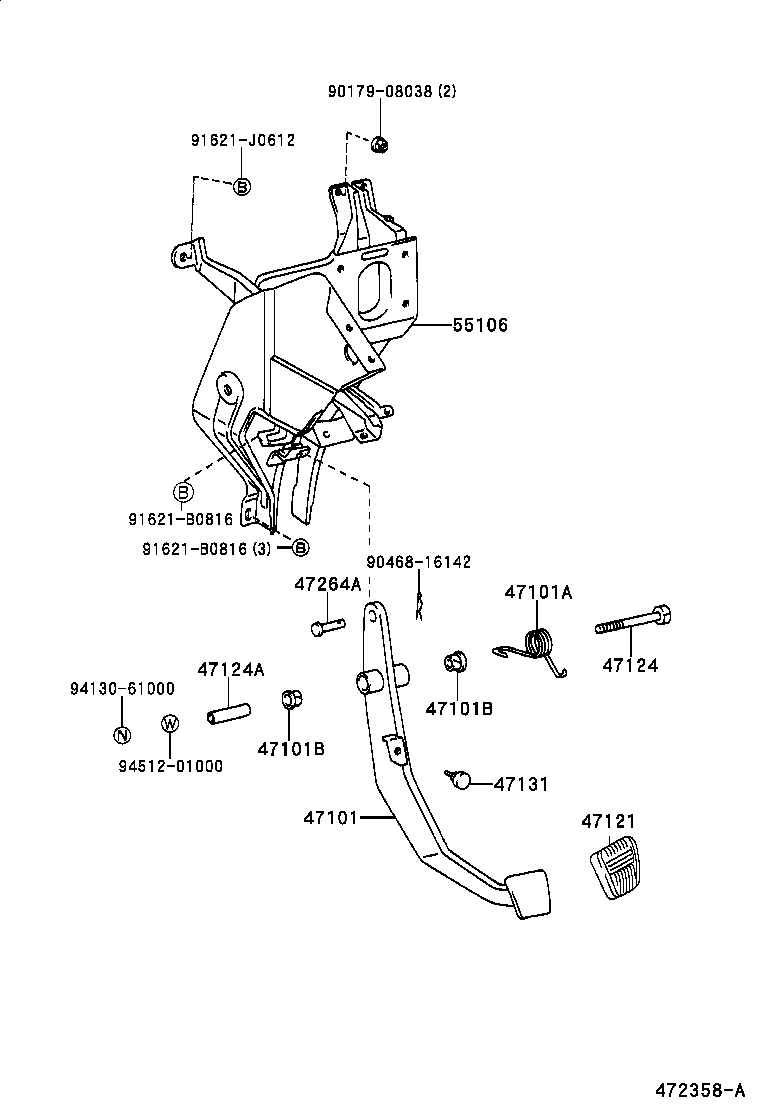 47101-36140 PEDAL SUB-ASSY, BRAKE product image
