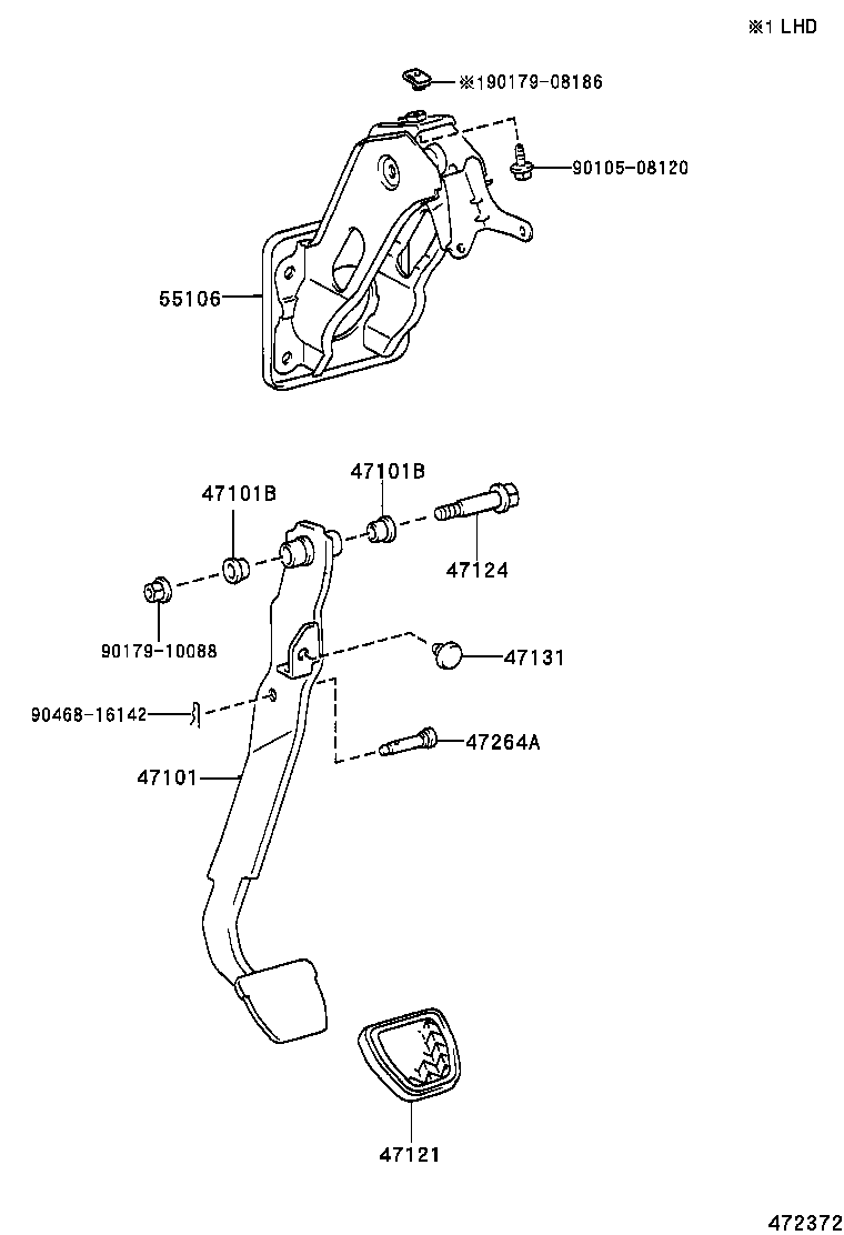 47101-0D010 PEDAL SUB-ASSY, BRAKE product image