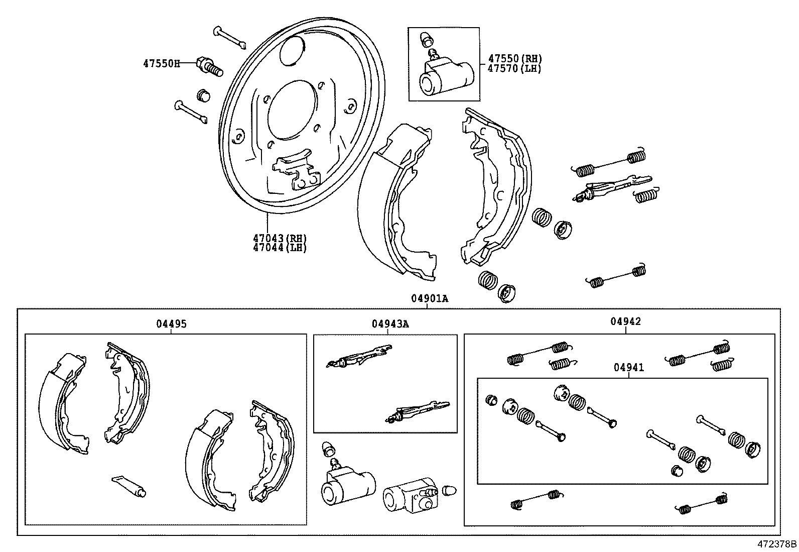 Toyota 47550-0D010 CYLINDER ASSY, REAR WHEEL BRAKE(FOR RH, FRONT OR UPPER)