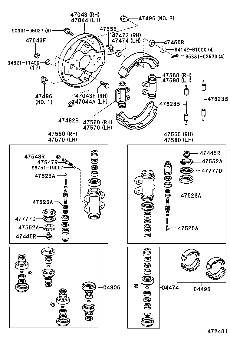 04474-37160 CYLINDER KIT, REAR WHEEL product image