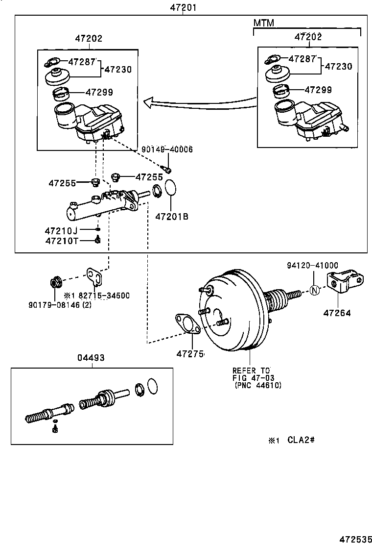 47201-42280 CYLINDER SUB-ASSY, BRAKE MASTER product image