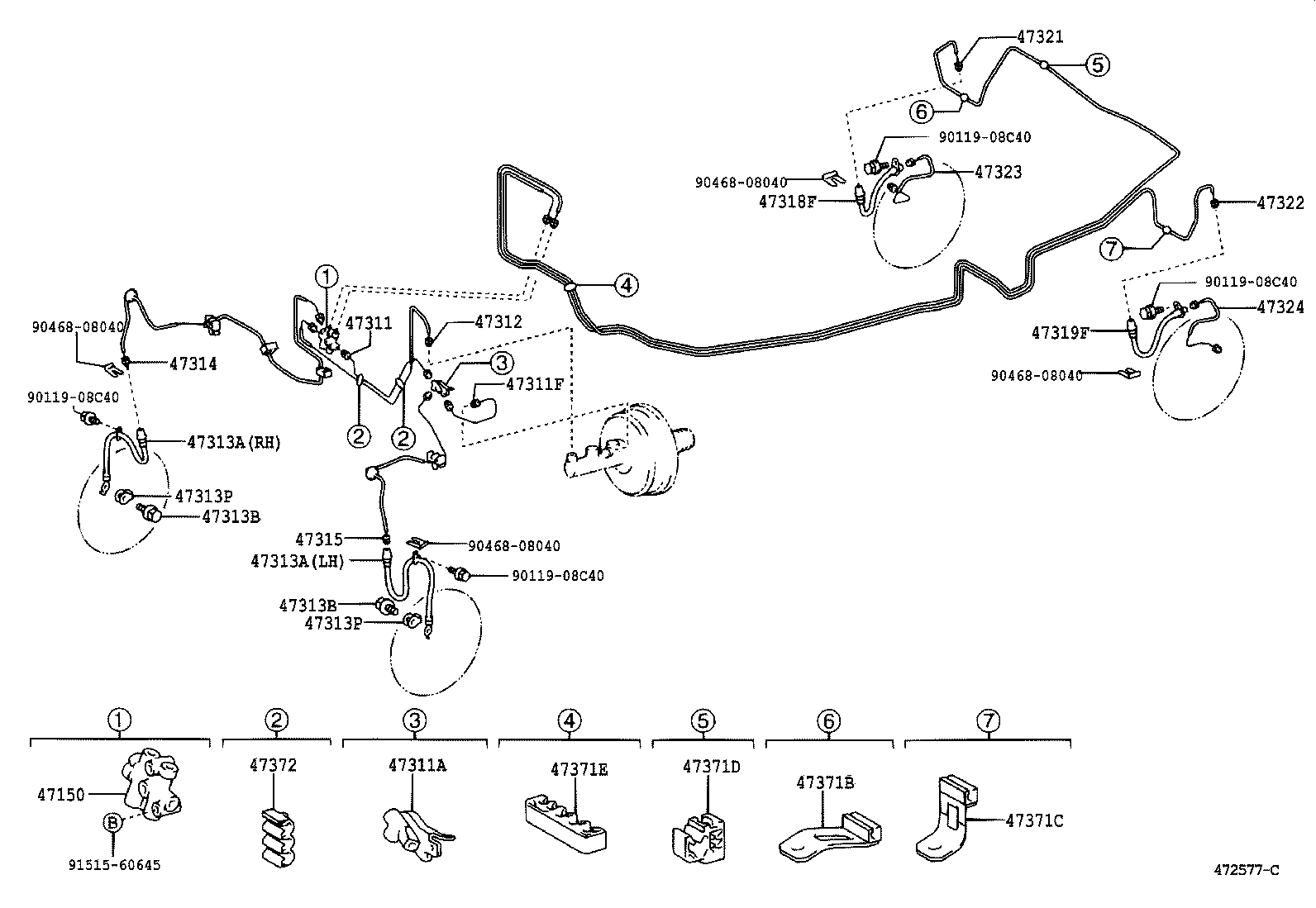 Toyota 47314-33110 TUBE, FRONT BRAKE, NO.4