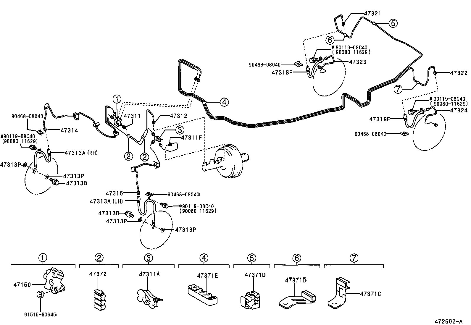 Toyota 90949-01970 CLAMP, BRAKE TUBE, NO.5