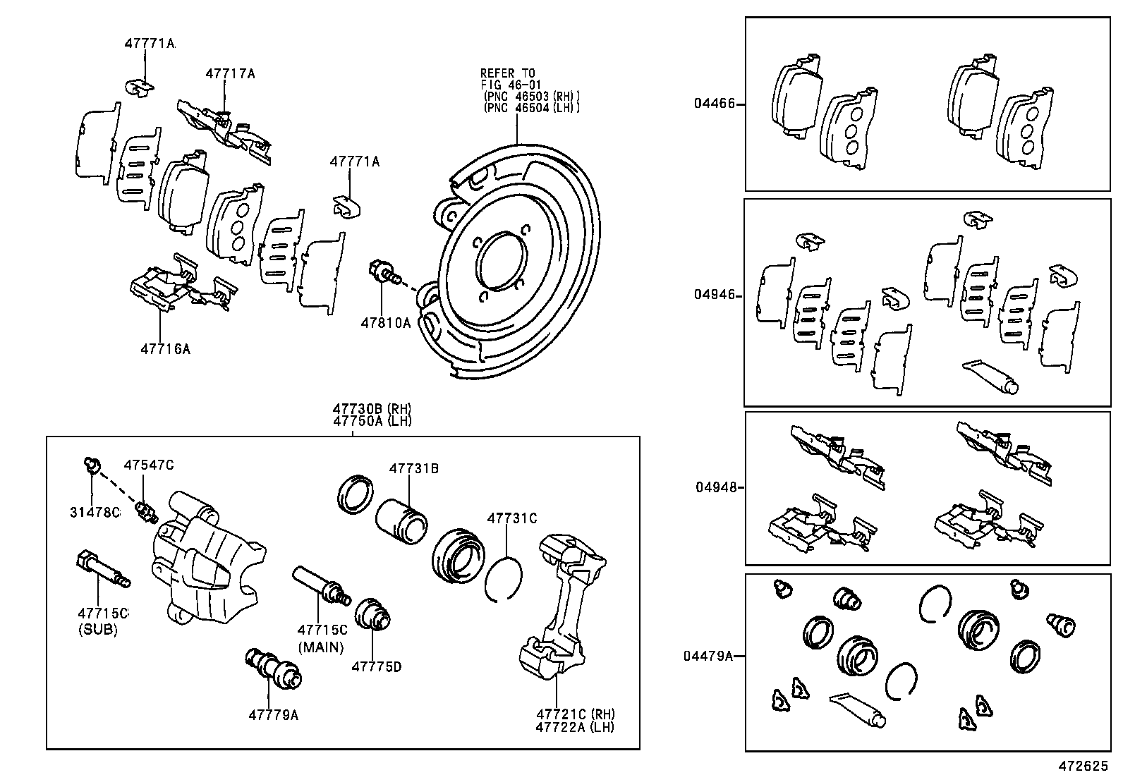 47721-06110 MOUNTING, REAR DISC BRAKE CYLINDER, RH product image