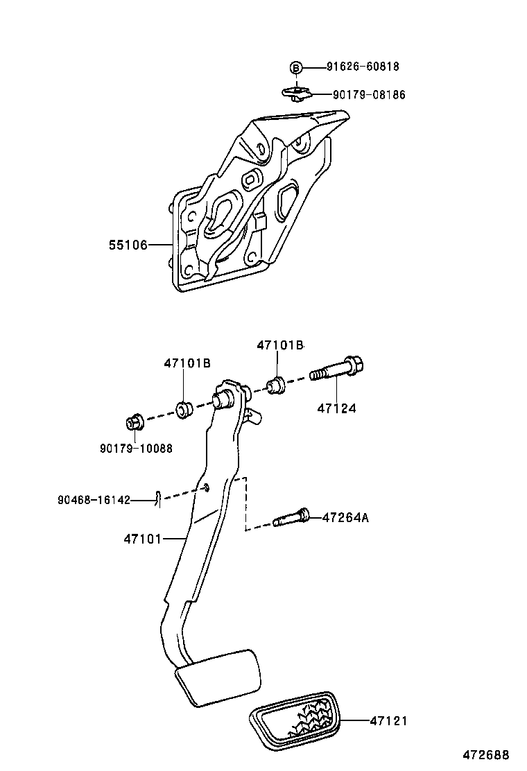 47101-12600 PEDAL SUB-ASSY, BRAKE product image
