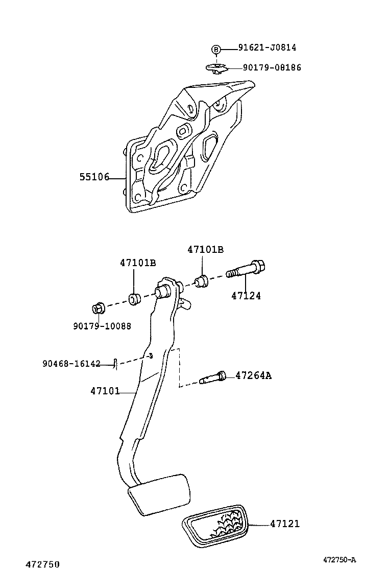 47101-02070 PEDAL SUB-ASSY, BRAKE product image