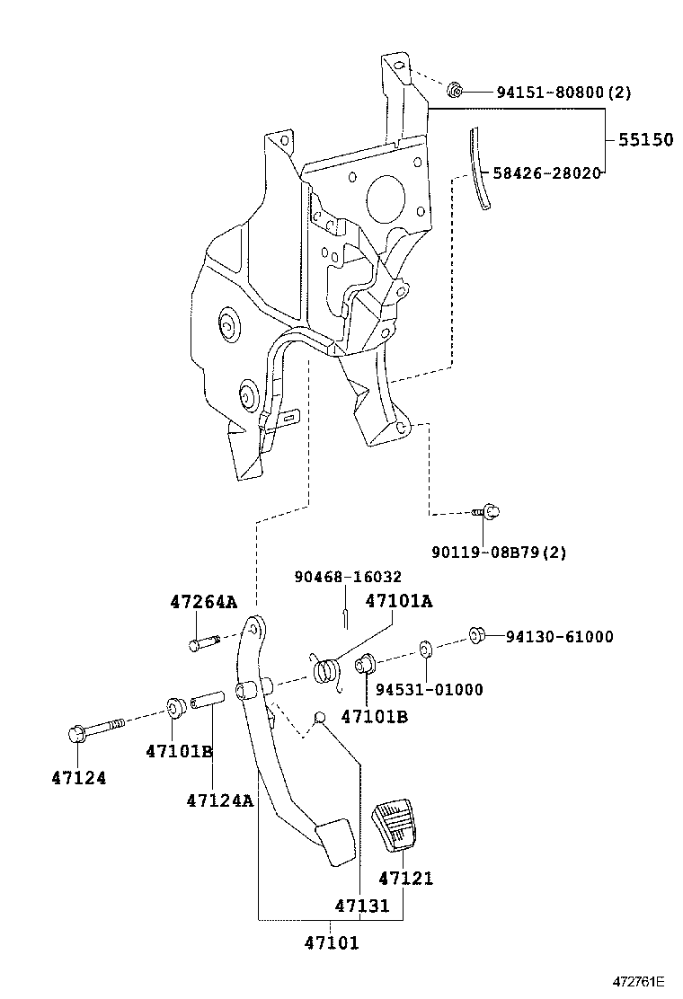 47101-37080 PEDAL SUB-ASSY, BRAKE product image