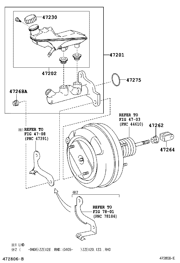 47201-09280 CYLINDER SUB-ASSY, BRAKE MASTER product image