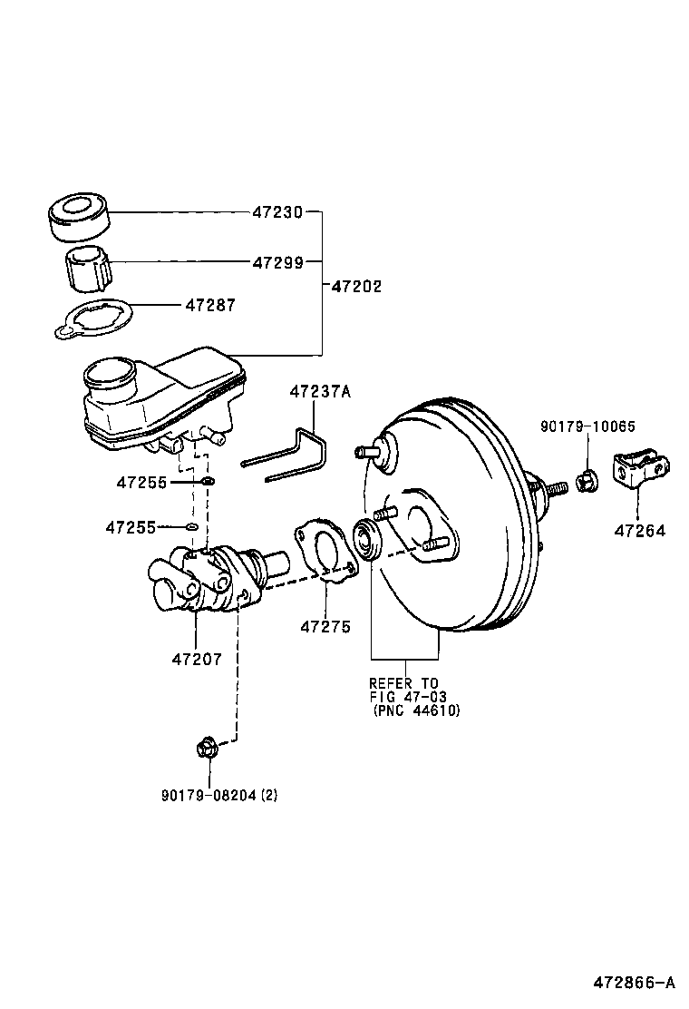 47207-20131 CYLINDER SUB-ASSY, BRAKE MASTER LESS RESERVOIR TANK product image