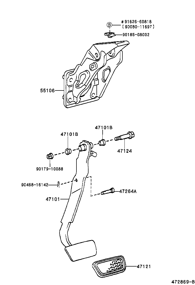 Toyota 90109-A0022 SHAFT, BRAKE PEDAL