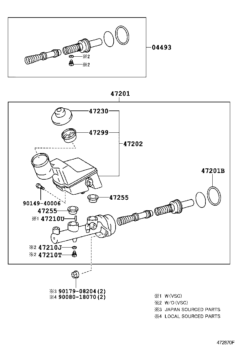 Toyota 04493-02060 CYLINDER KIT, BRAKE MASTER