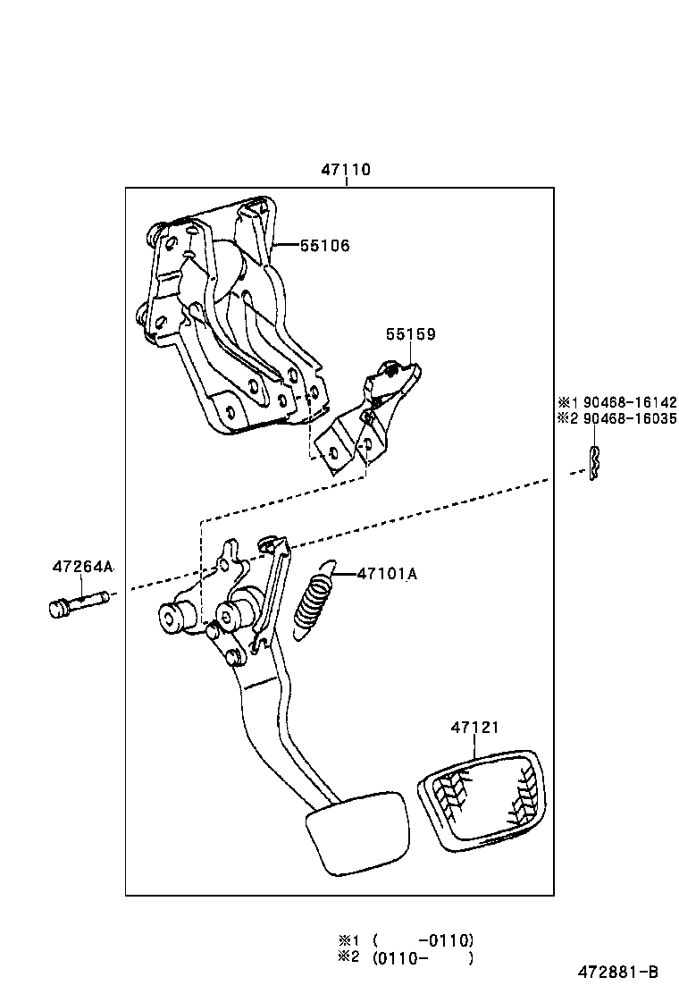 Toyota 47110-06051 SUPPORT ASSY, BRAKE PEDAL