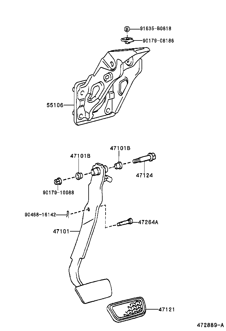 47101-02110 PEDAL SUB-ASSY, BRAKE product image
