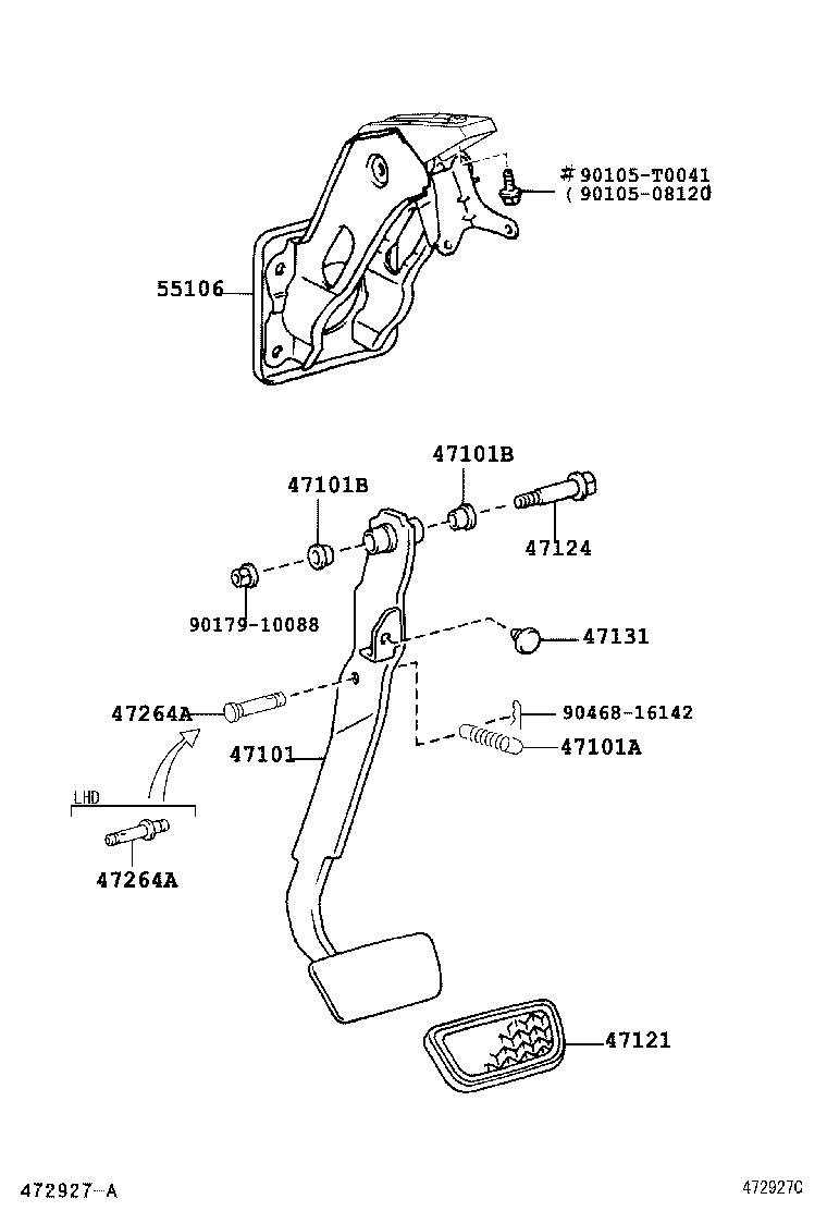 47101-0D070 PEDAL SUB-ASSY, BRAKE product image