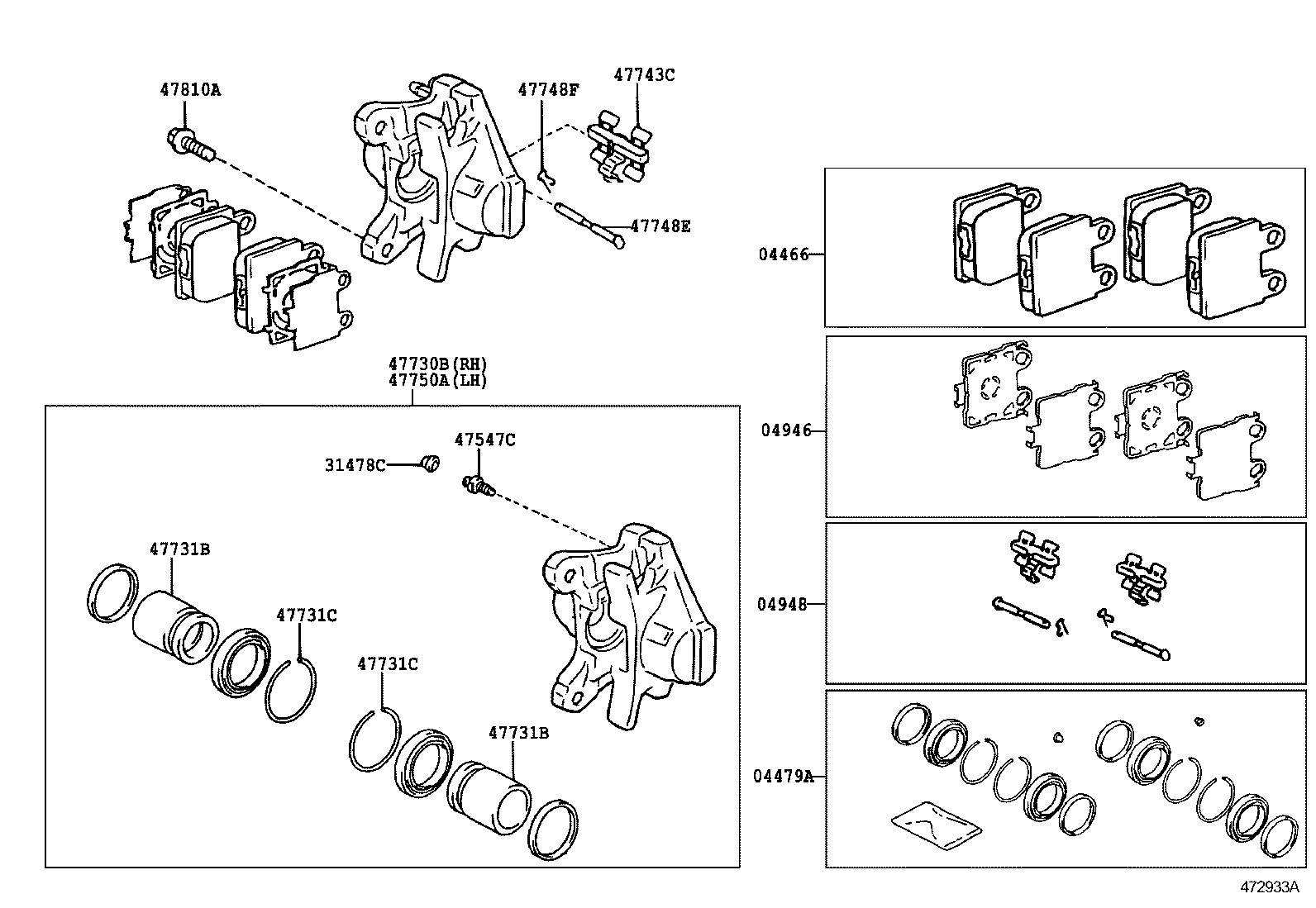 47730-30460 CYLINDER ASSY, REAR DISC BRAKE, RH product image