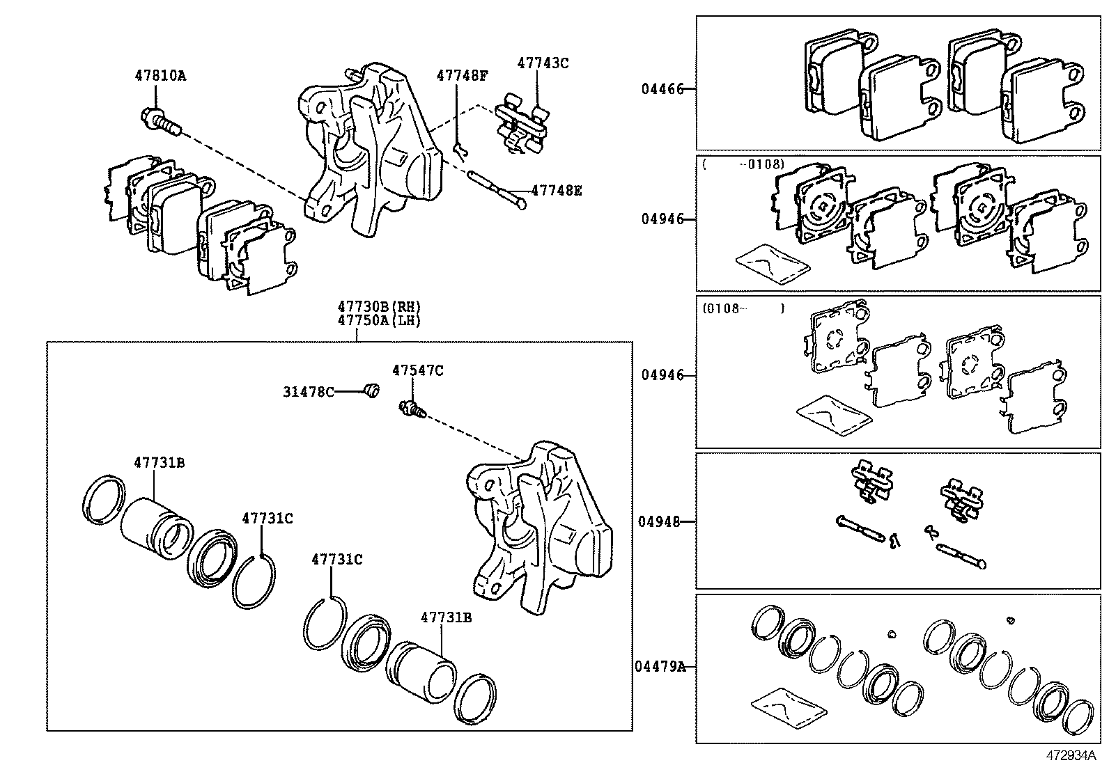 47730-30480 CYLINDER ASSY, REAR DISC BRAKE, RH product image