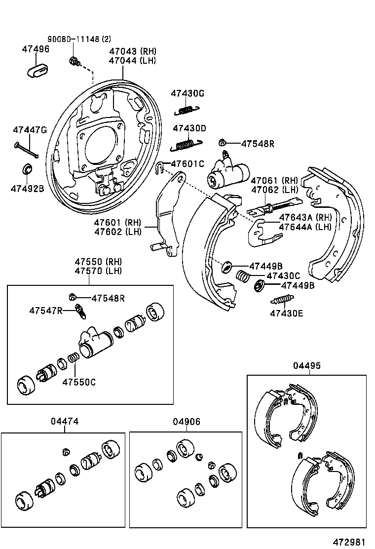 04495-02050 SHOE KIT, REAR BRAKE product image