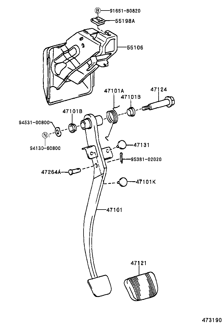 55106-28210 SUPPORT SUB-ASSY, BRAKE PEDAL product image