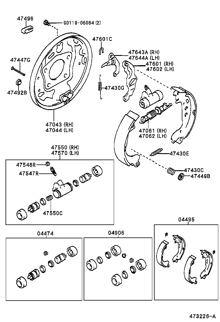04943-0D020 STRUT KIT, REAR BRAKE, RH product image