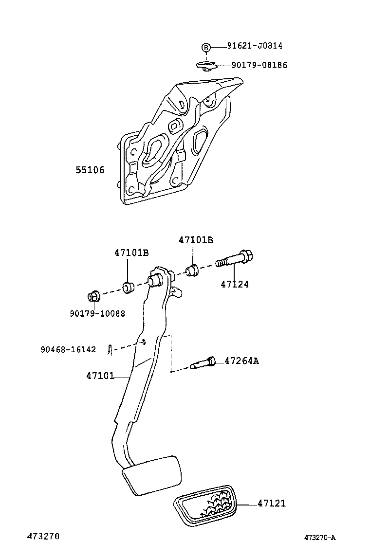 47101-02100 PEDAL SUB-ASSY, BRAKE product image