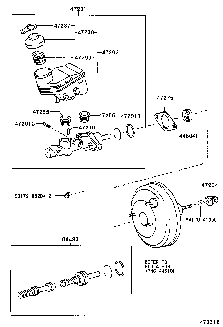 47207-52032 CYLINDER SUB-ASSY, BRAKE MASTER LESS RESERVOIR TANK product image