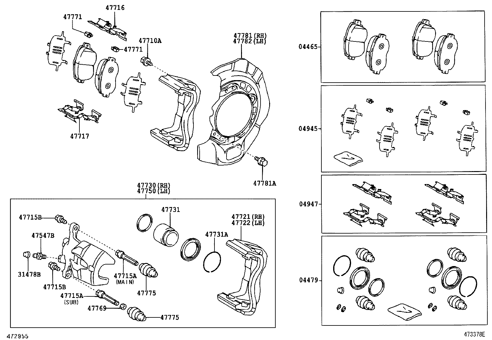 Toyota 04478-08100 CYLINDER KIT, DISC BRAKE, FRONT