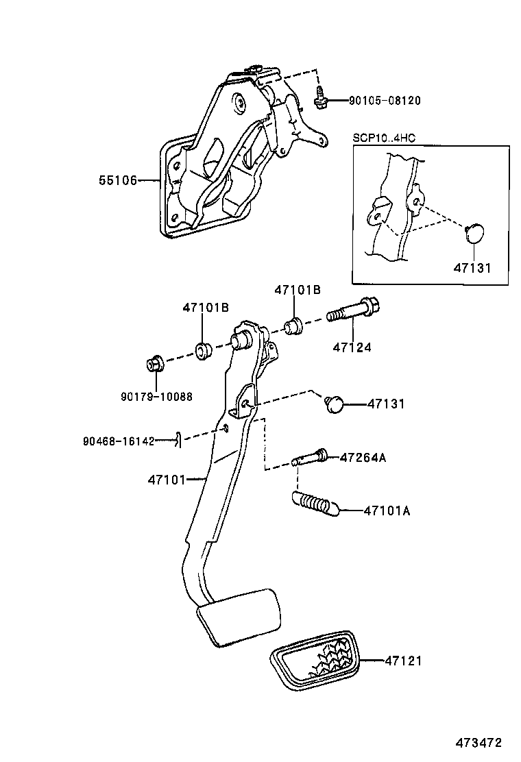 47101-52210 PEDAL SUB-ASSY, BRAKE product image