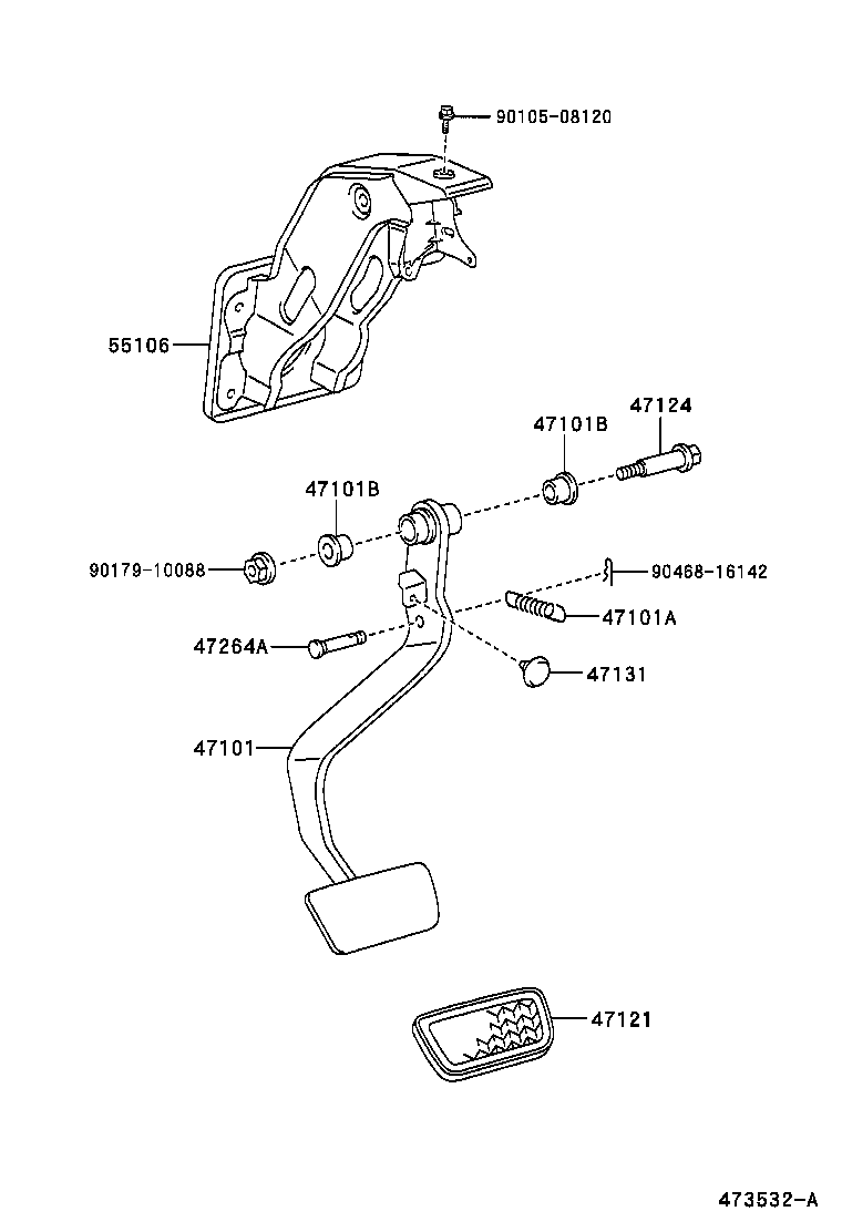 47101-46040 PEDAL SUB-ASSY, BRAKE product image