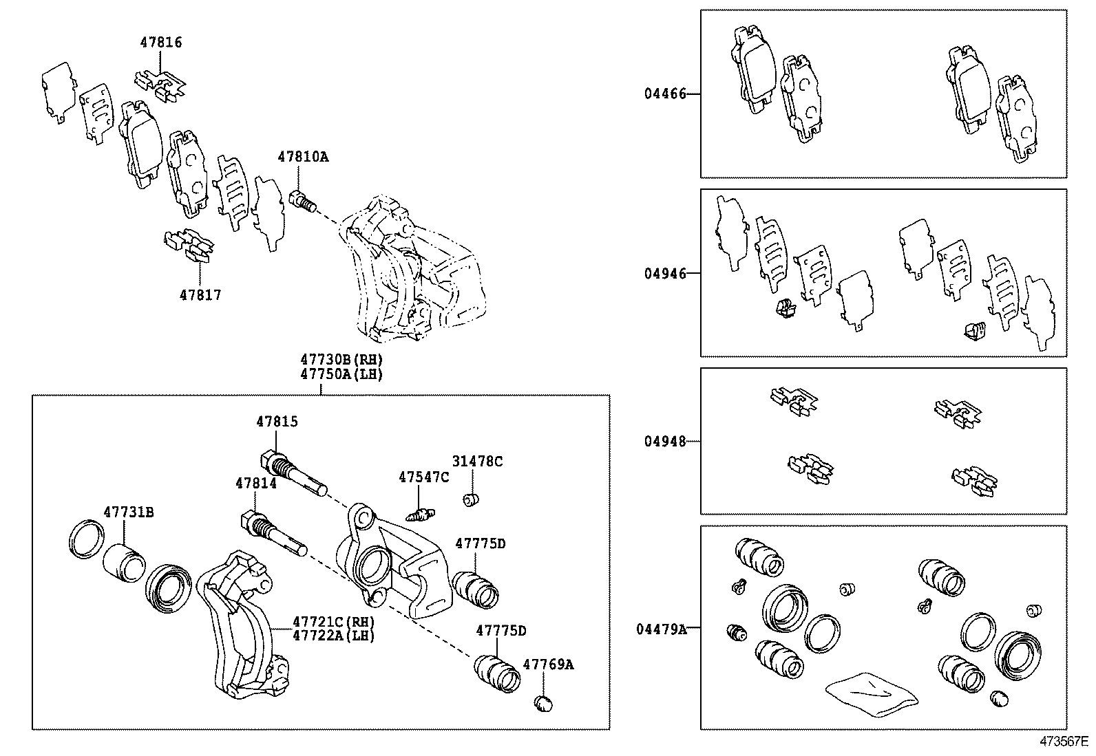 Toyota 04479-48050 CYLINDER KIT, DISC BRAKE, REAR