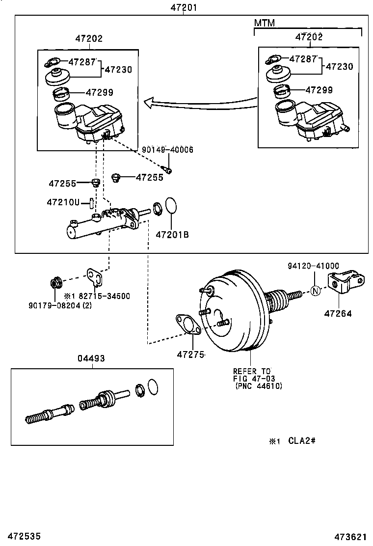 47201-42280 CYLINDER SUB-ASSY, BRAKE MASTER product image