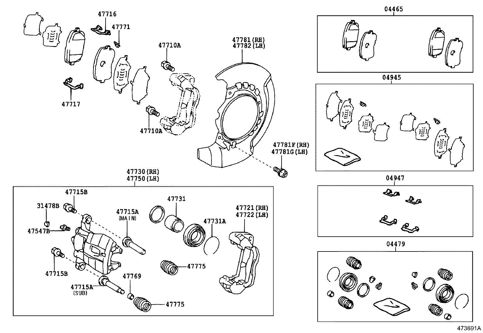 47730-28280 CYLINDER ASSY, FRONT DISC BRAKE, RH product image
