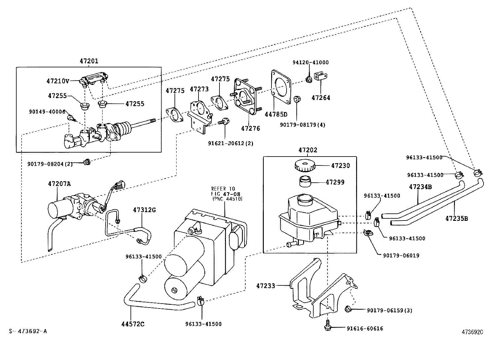 44781-28010 BRACKET, RESERVOIR HOSE product image