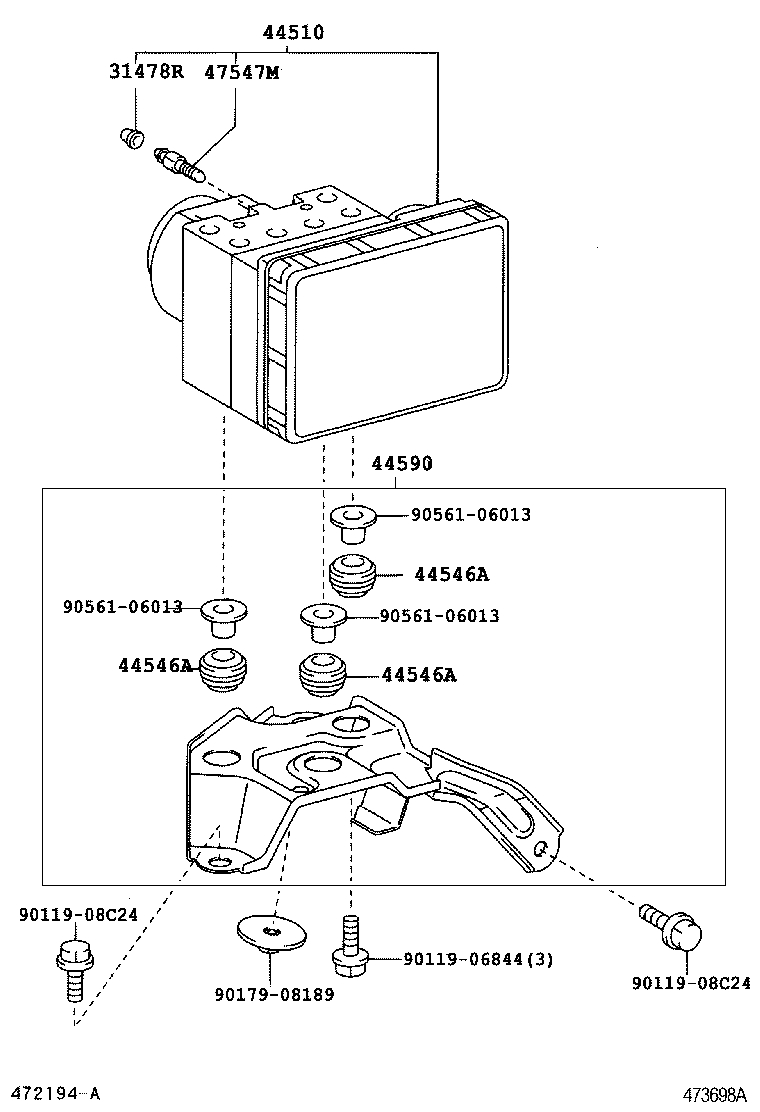 44590-02050 BRACKET ASSY, BRAKE ACTUATOR product image