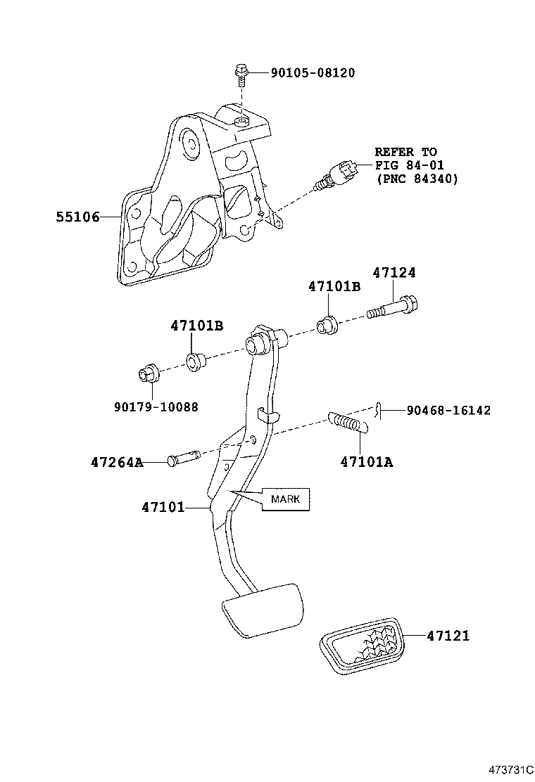 47101-52180 PEDAL SUB-ASSY, BRAKE product image