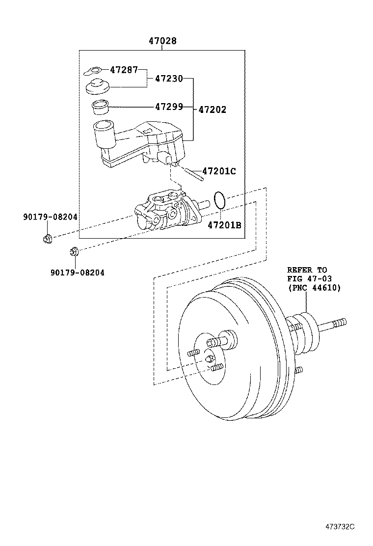 47028-52010 CYLINDER SUB-ASSY, BRAKE MASTER W/PLATE product image