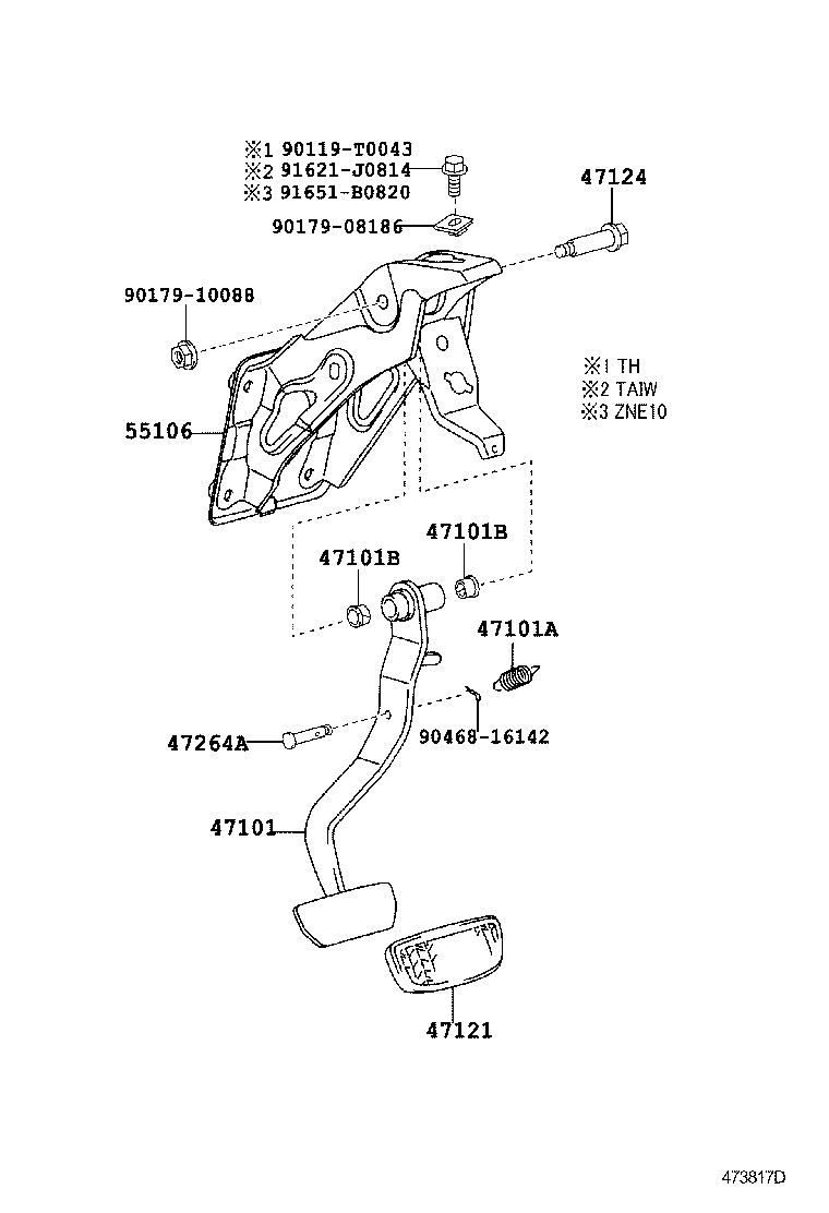 47101-0M010 PEDAL SUB-ASSY, BRAKE product image