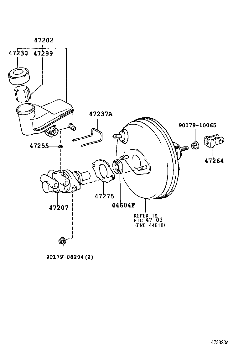 47207-52010 CYLINDER SUB-ASSY, BRAKE MASTER LESS RESERVOIR TANK product image