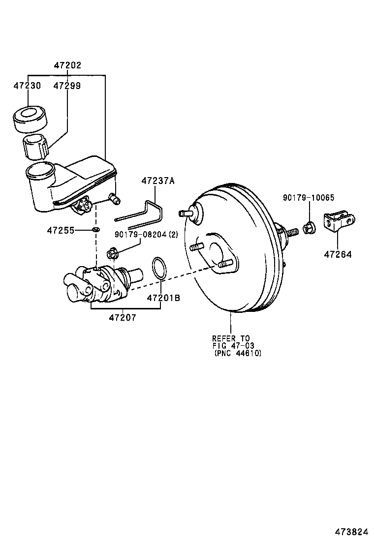 47207-52010 CYLINDER SUB-ASSY, BRAKE MASTER LESS RESERVOIR TANK product image